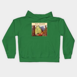 Vintage Travel Poster from New Zealand Kids Hoodie